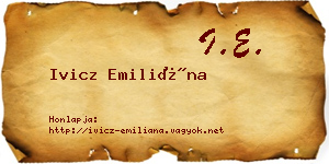Ivicz Emiliána névjegykártya
